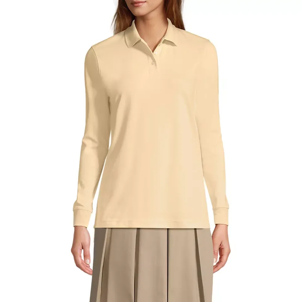 School Uniform Kids Long Sleeve Interlock Polo Shirt