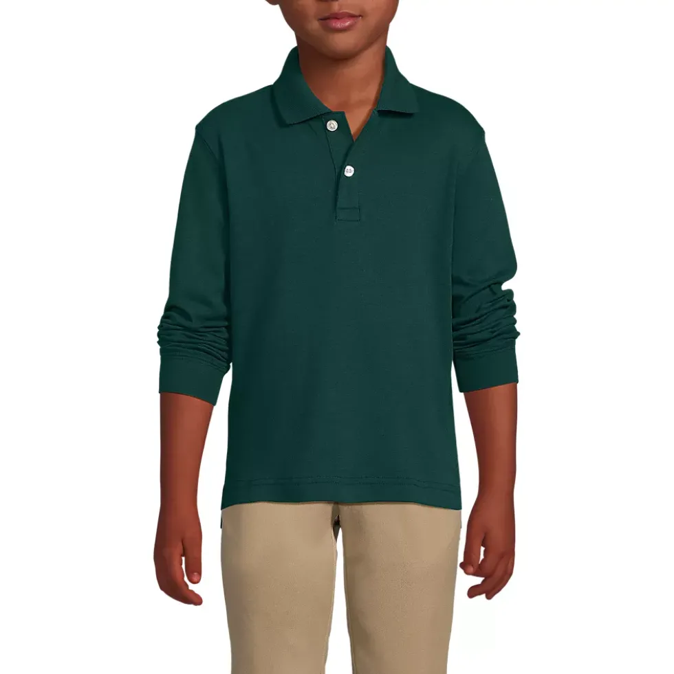 School Uniform Kids Long Sleeve Interlock Polo Shirt
