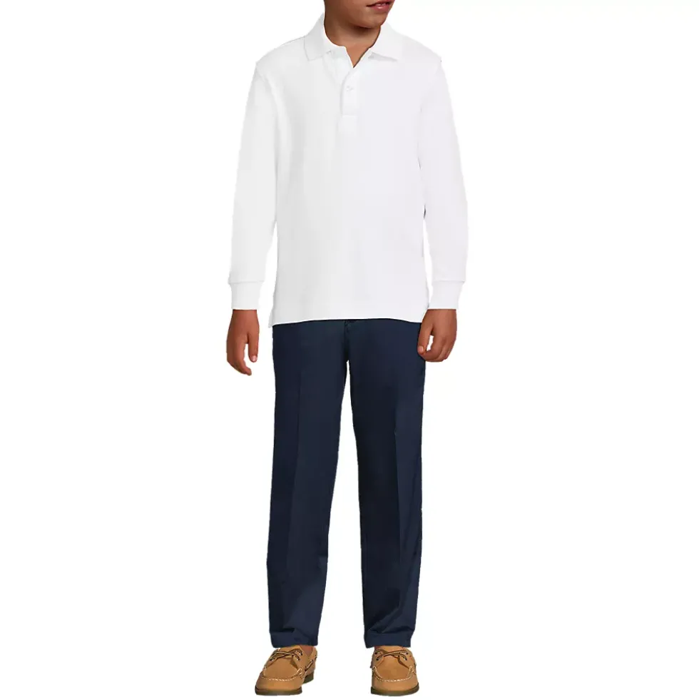 School Uniform Kids Long Sleeve Interlock Polo Shirt