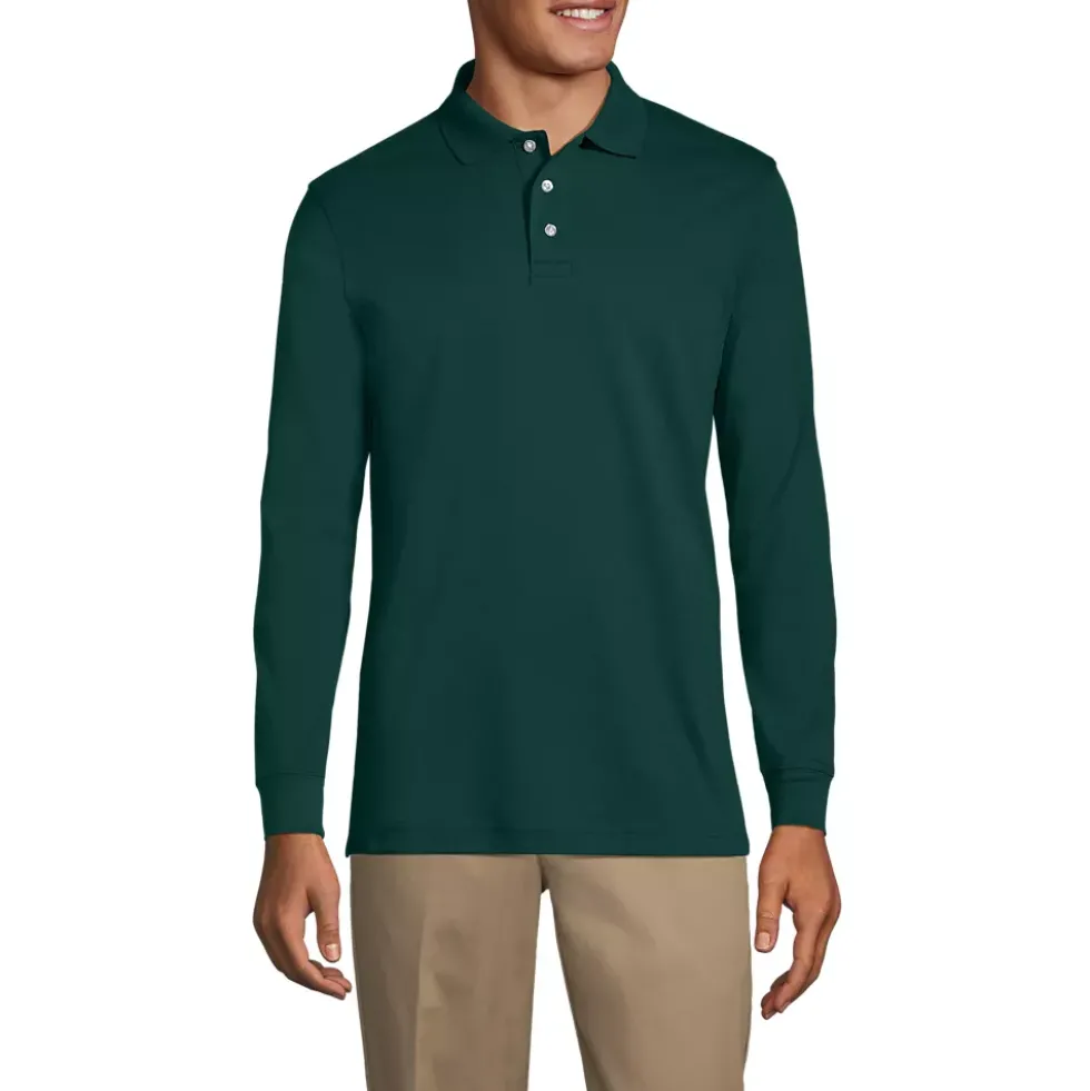 School Uniform Kids Long Sleeve Interlock Polo Shirt