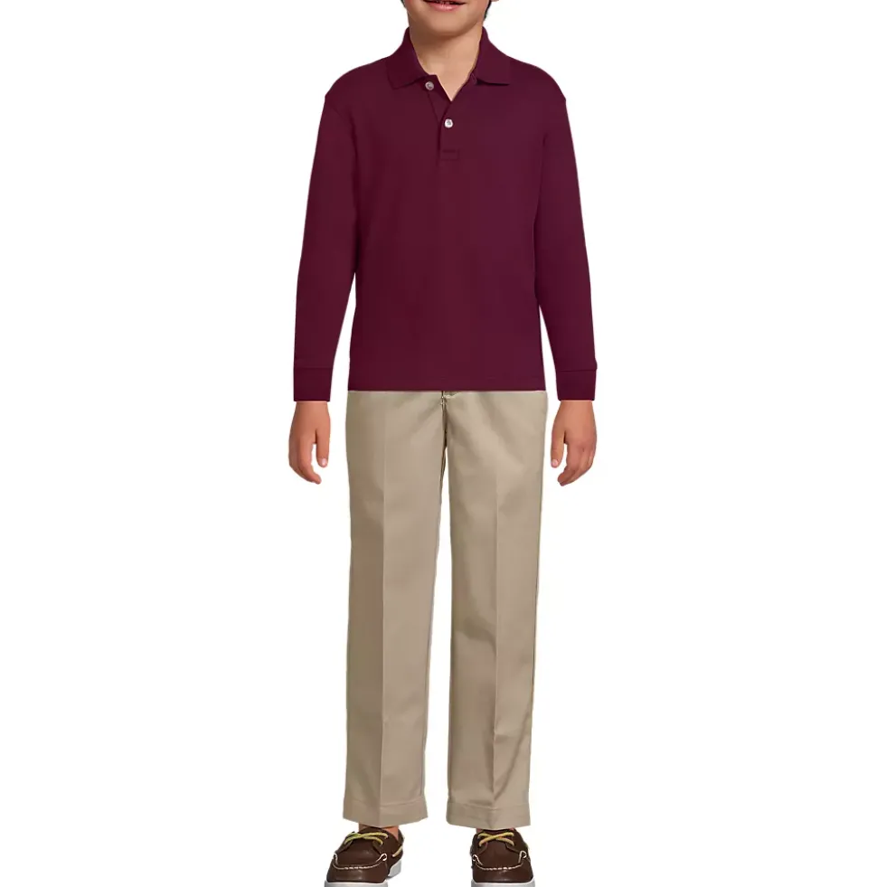 School Uniform Kids Long Sleeve Interlock Polo Shirt