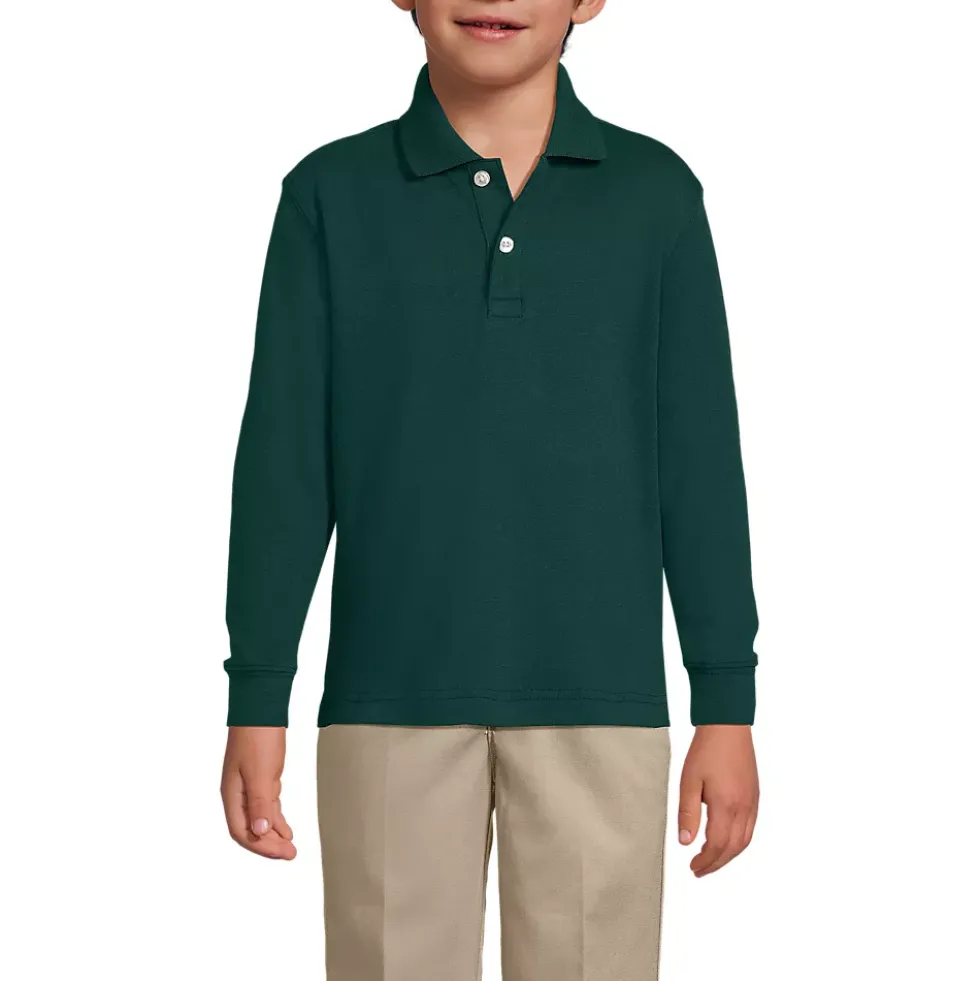 School Uniform Kids Long Sleeve Interlock Polo Shirt