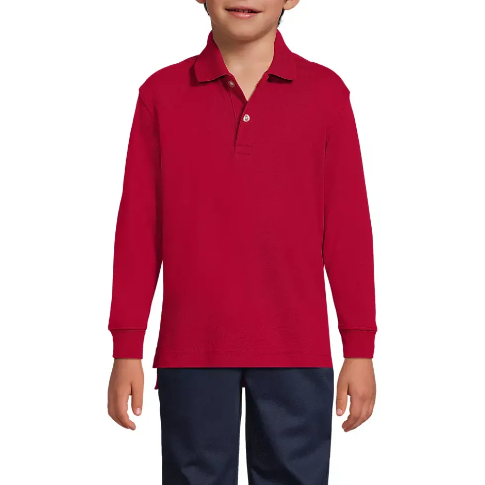 School Uniform Kids Long Sleeve Interlock Polo Shirt