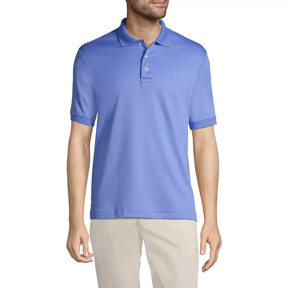 School Uniform Men's Banded Cuff Short Sleeve Supima Cotton Polo Shirt