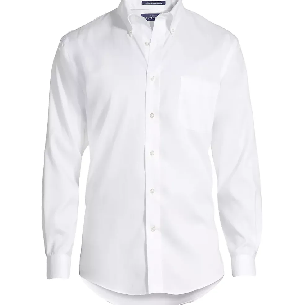 School Uniform Men's Long Sleeve Buttondown No Iron Pinpoint Shirt