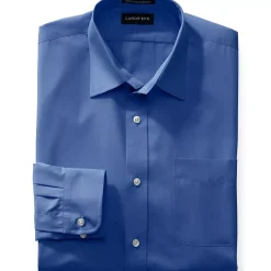 School Uniform Men's Long Sleeve Straight Collar Broadcloth Dress Shirt