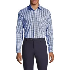 School Uniform Men's Long Sleeve Straight Collar Patterned Broadcloth Shirt