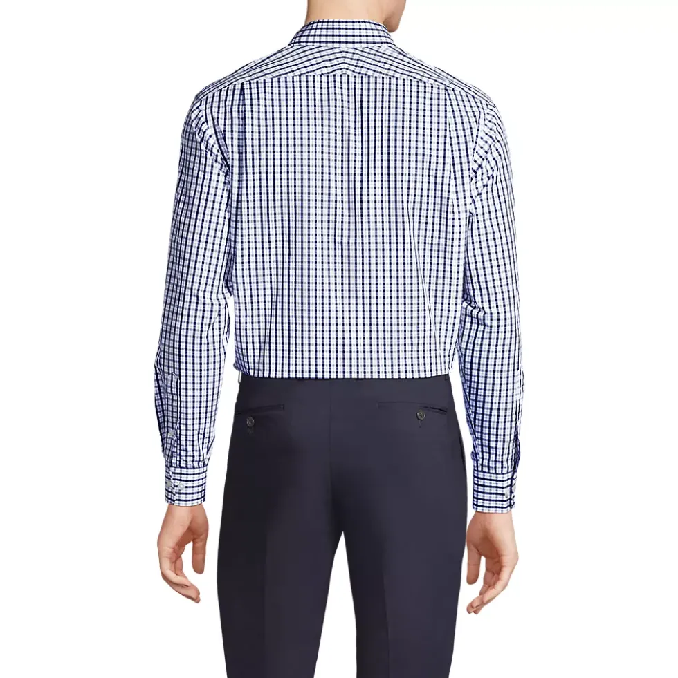 School Uniform Men's Long Sleeve Straight Collar Patterned Broadcloth Shirt