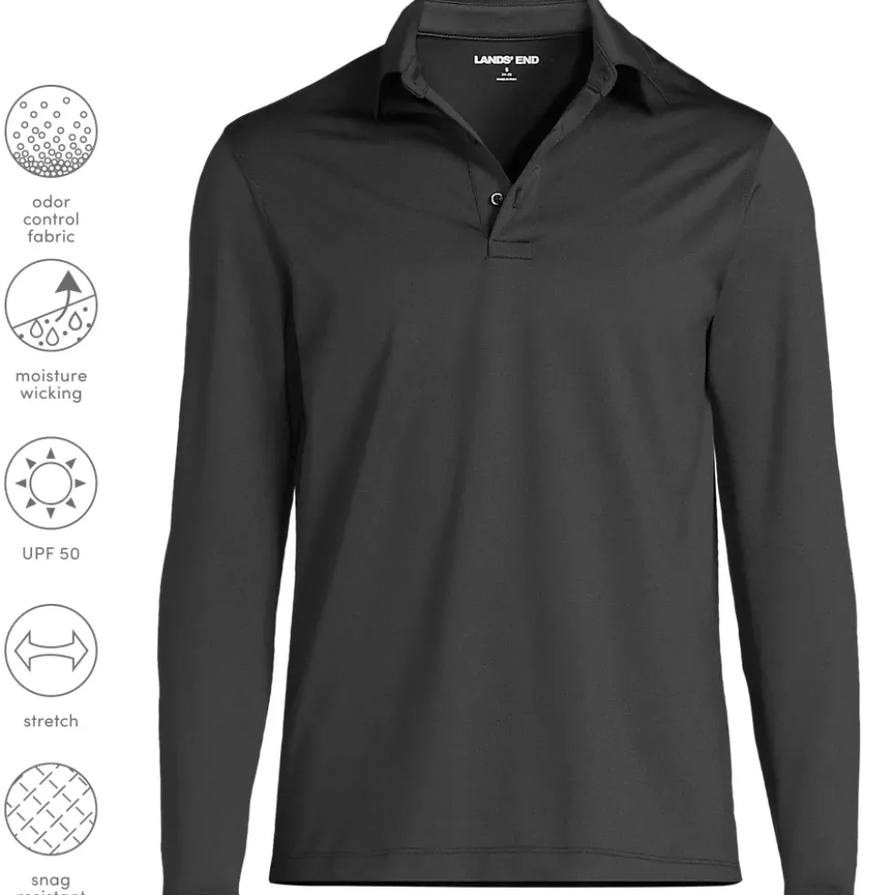 School Uniform Men's Rapid Dry Long Sleeve Modern Fit Polo
