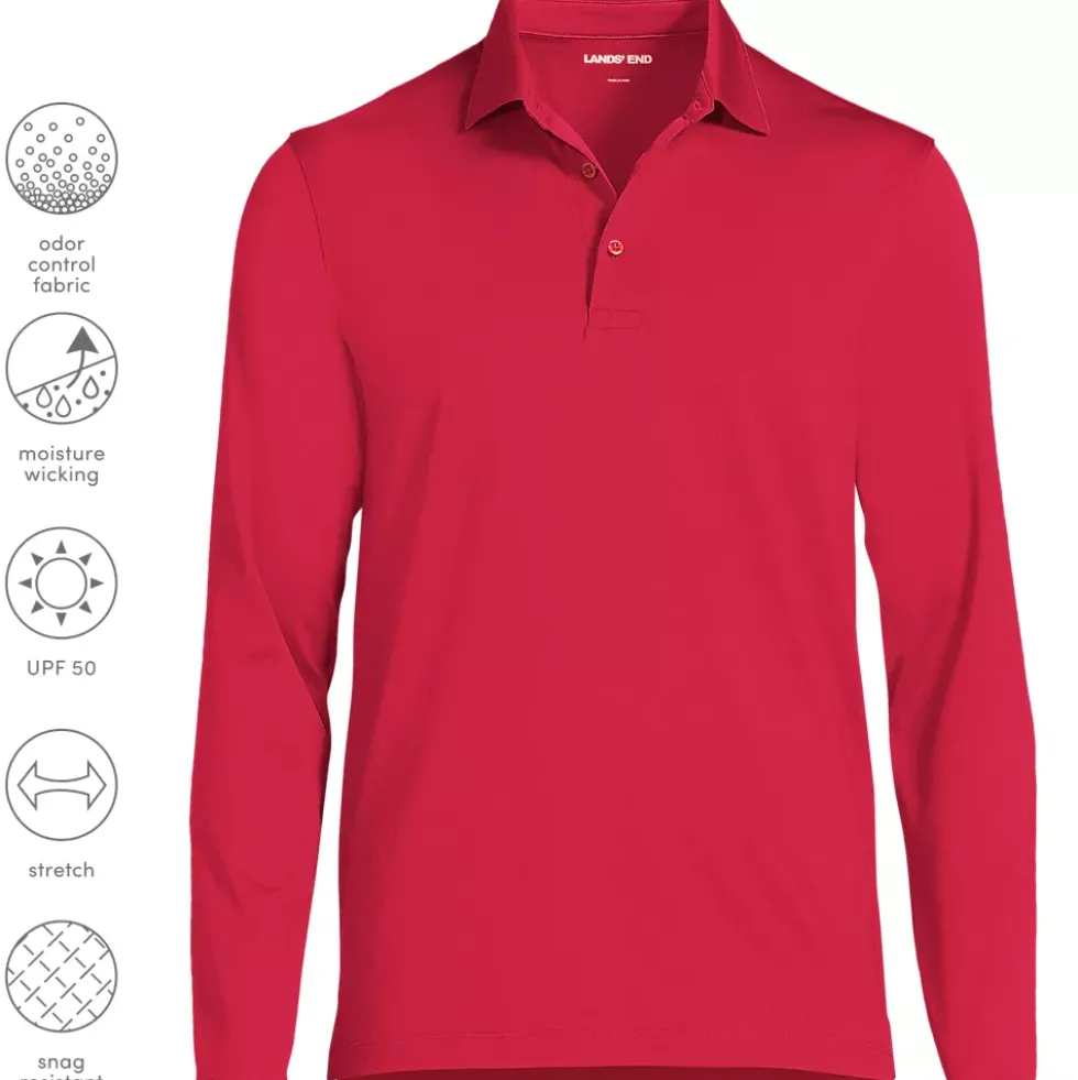 School Uniform Men's Rapid Dry Long Sleeve Modern Fit Polo