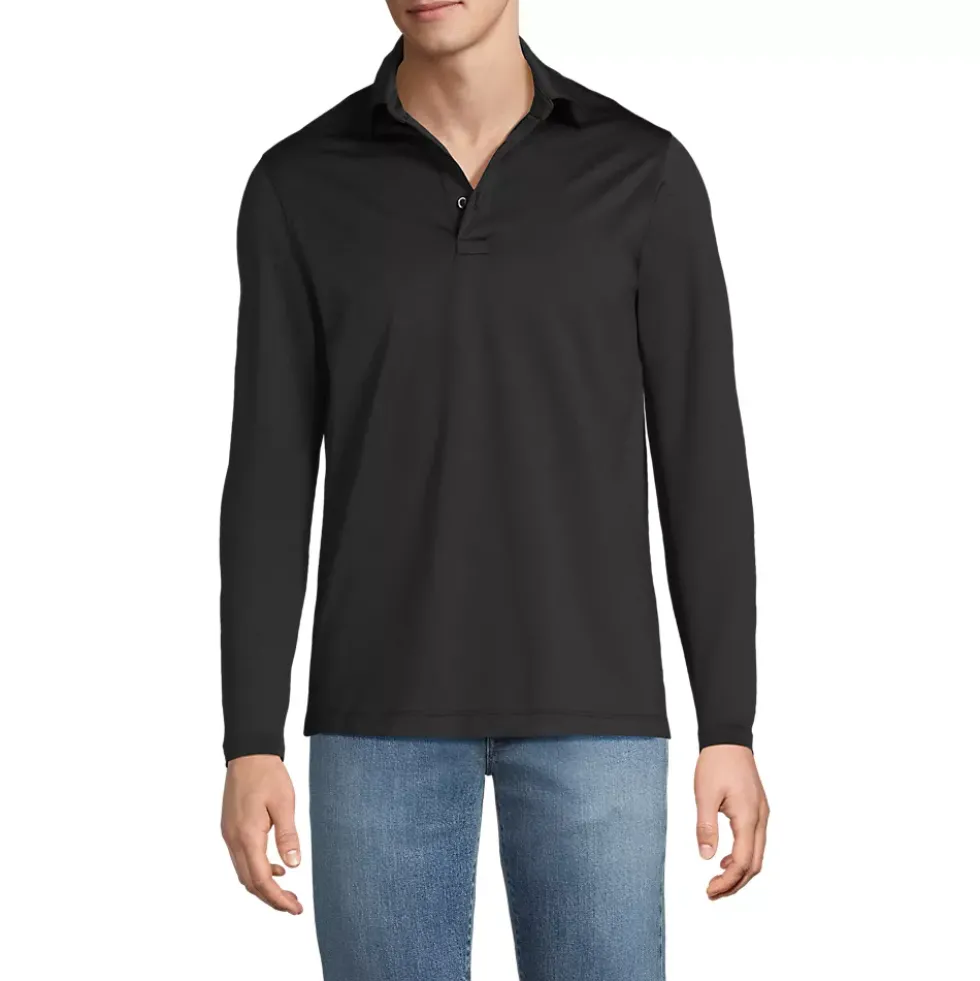 School Uniform Men's Rapid Dry Long Sleeve Modern Fit Polo