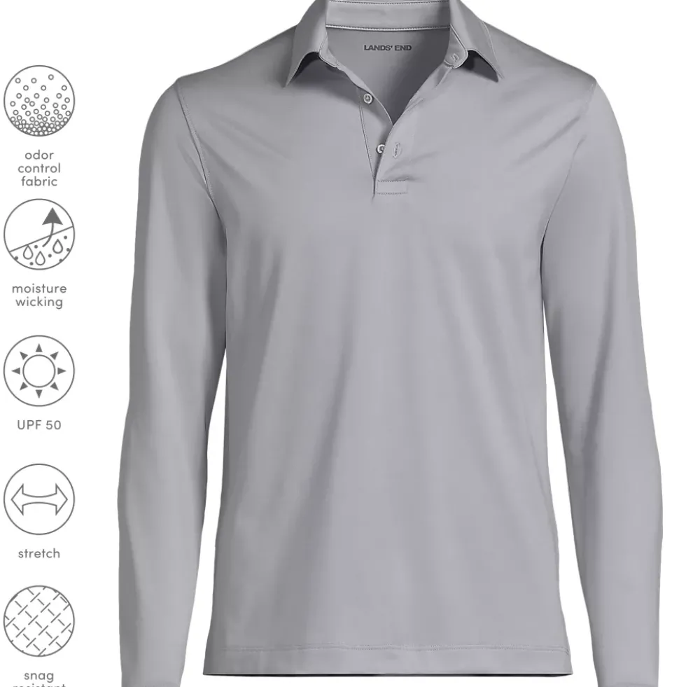School Uniform Men's Rapid Dry Long Sleeve Modern Fit Polo