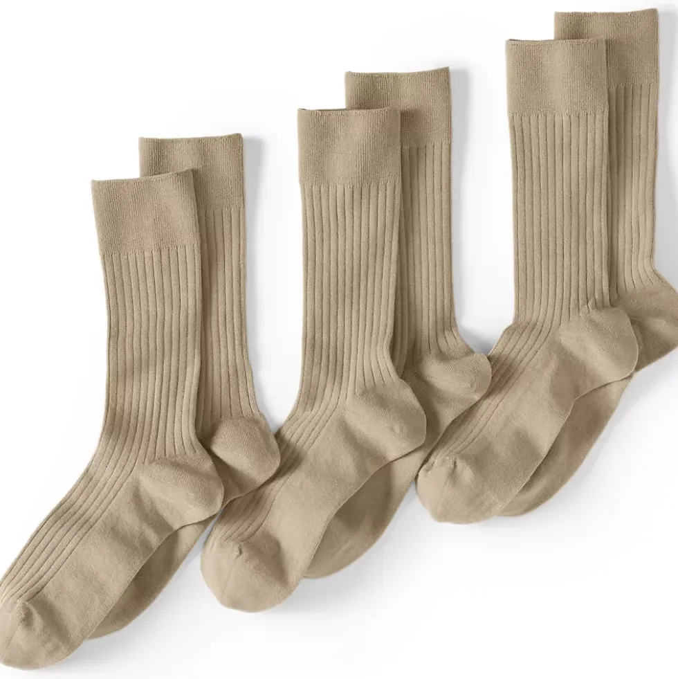 School Uniform Men's Seamless Toe Cotton Rib Dress Socks 3 Pack