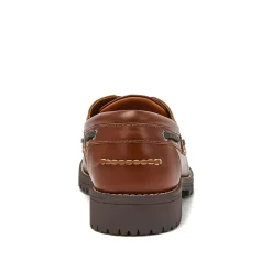 School Uniform Men's Seaport Leather Lace Up Boat Shoes