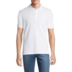 School Uniform Men's Short Sleeve Tailored Banded Mesh Polo Shirt