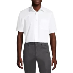 School Uniform Men's Short Sleeve Straight Collar Broadcloth Shirt