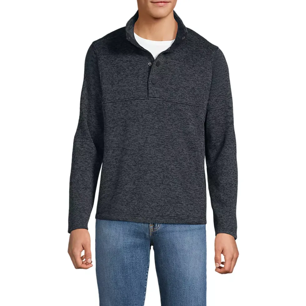 School Uniform Men's Sweater Fleece Snap Neck Pullover Jacket