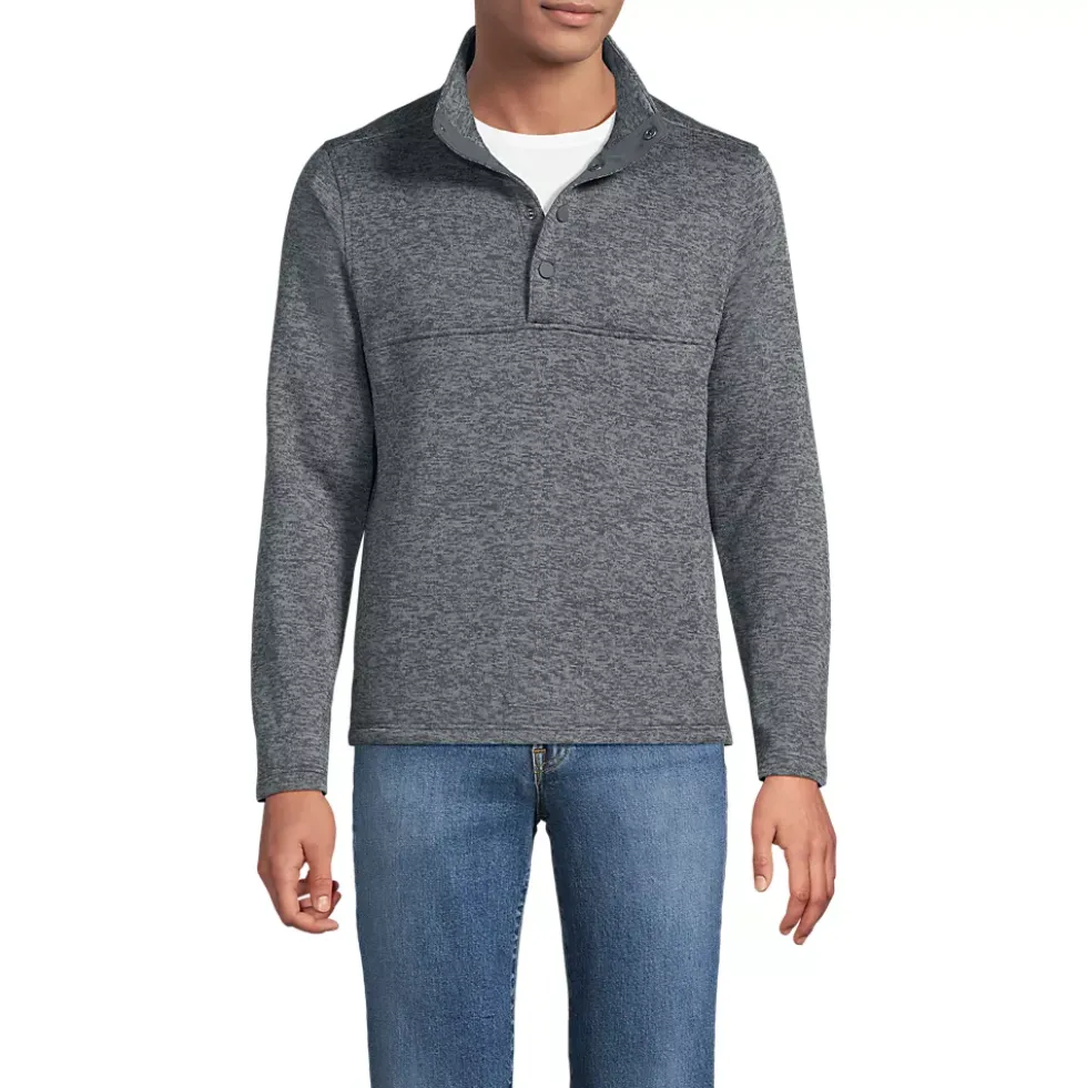 School Uniform Men's Sweater Fleece Snap Neck Pullover Jacket