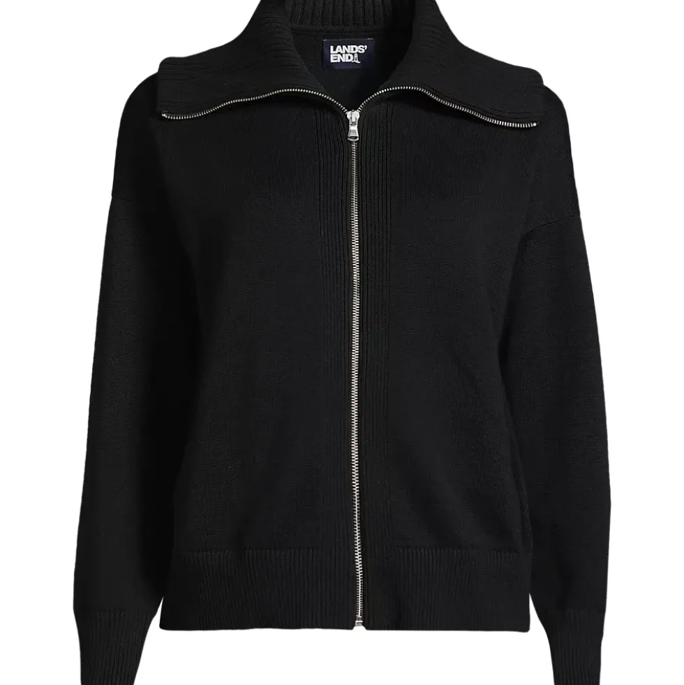 School Uniform Women's Cotton Modal Long Sleeve Zip Front Cardigan Sweater Jacket