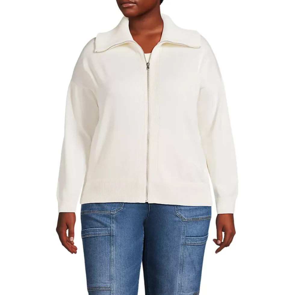 School Uniform Women's Cotton Modal Long Sleeve Zip Front Cardigan Sweater Jacket