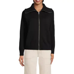 School Uniform Women's Cotton Modal Long Sleeve Zip Front Cardigan Sweater Jacket