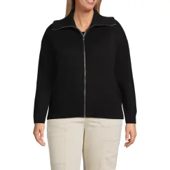 School Uniform Women's Cotton Modal Long Sleeve Zip Front Cardigan Sweater Jacket