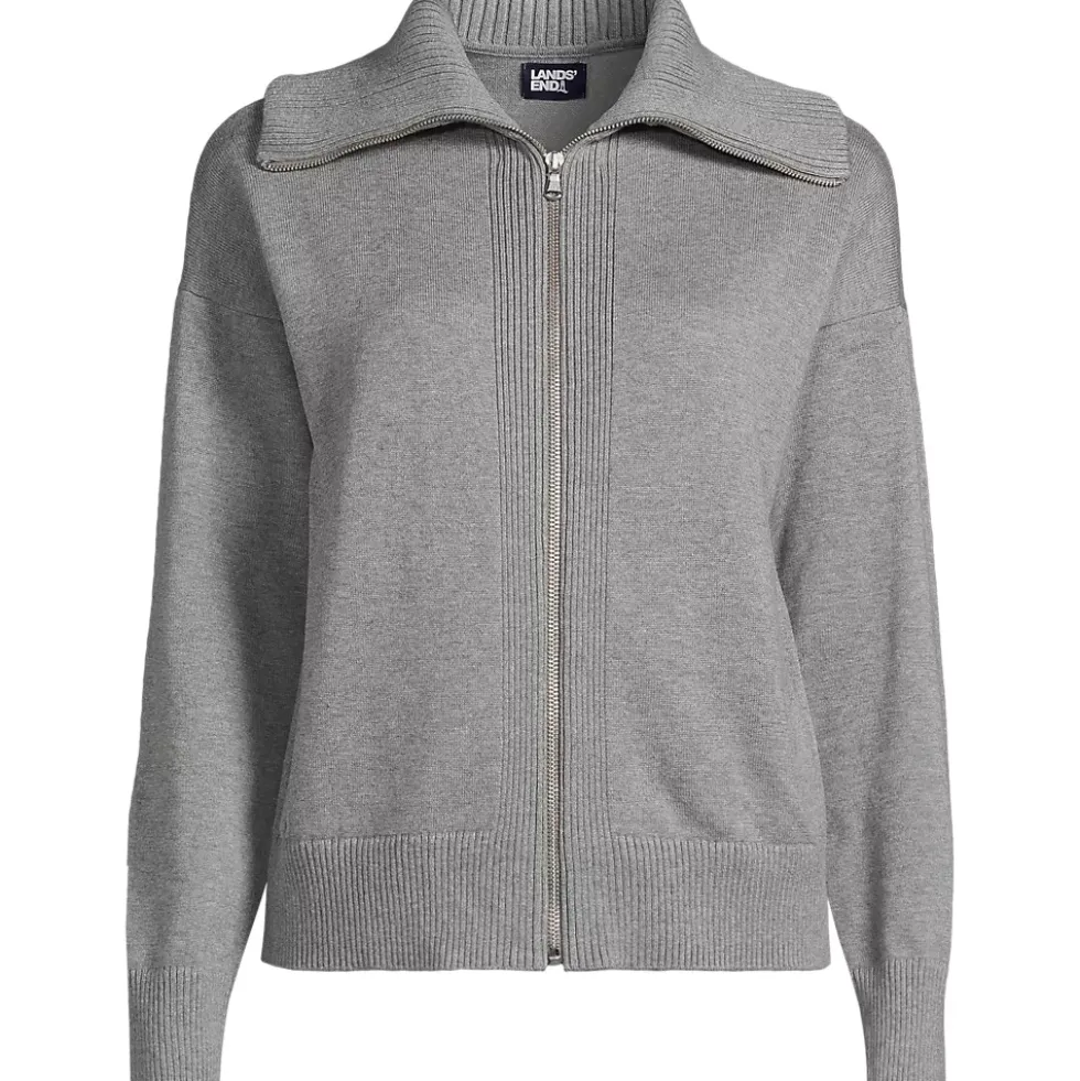 School Uniform Women's Cotton Modal Long Sleeve Zip Front Cardigan Sweater Jacket