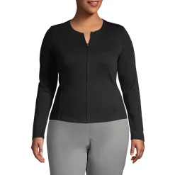 School Uniform Women's Cotton Polyester Zip Crew Cardigan