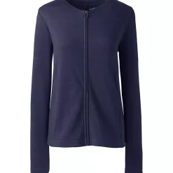 School Uniform Women's Cotton Polyester Zip Crew Cardigan