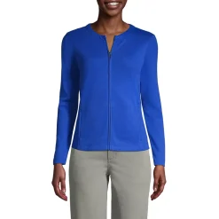 School Uniform Women's Cotton Polyester Zip Crew Cardigan