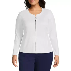 School Uniform Women's Cotton Polyester Zip Crew Cardigan