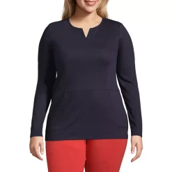 School Uniform Women's Cotton Polyester Long Sleeve Tunic with Pockets
