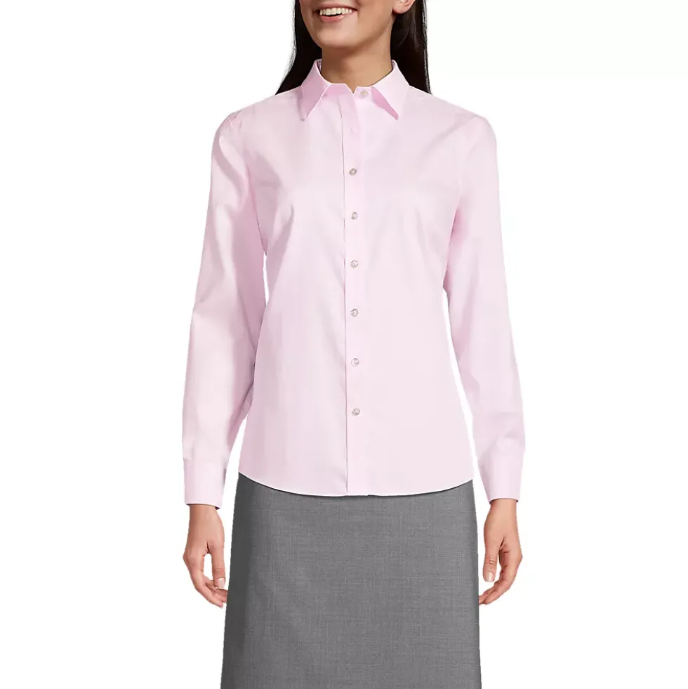 School Uniform Women's Long Sleeve No Iron Pinpoint Shirt