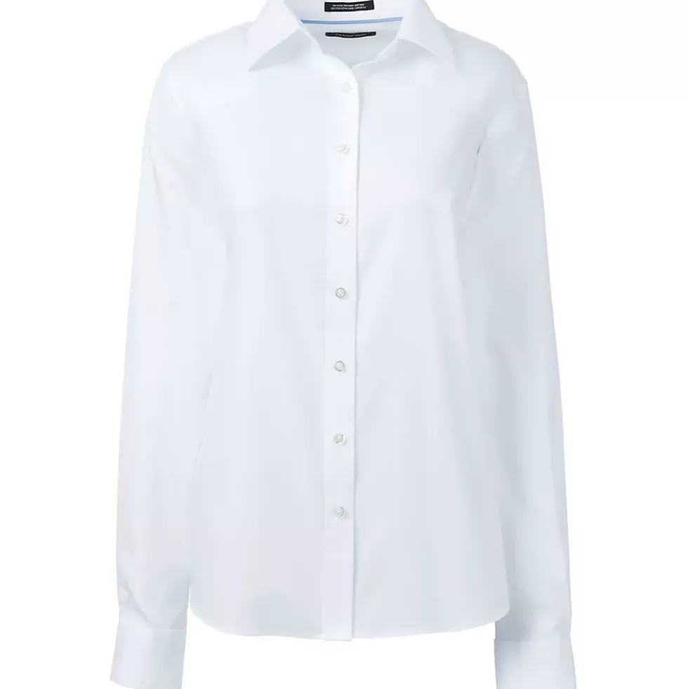 School Uniform Women's Long Sleeve No Iron Pinpoint Shirt