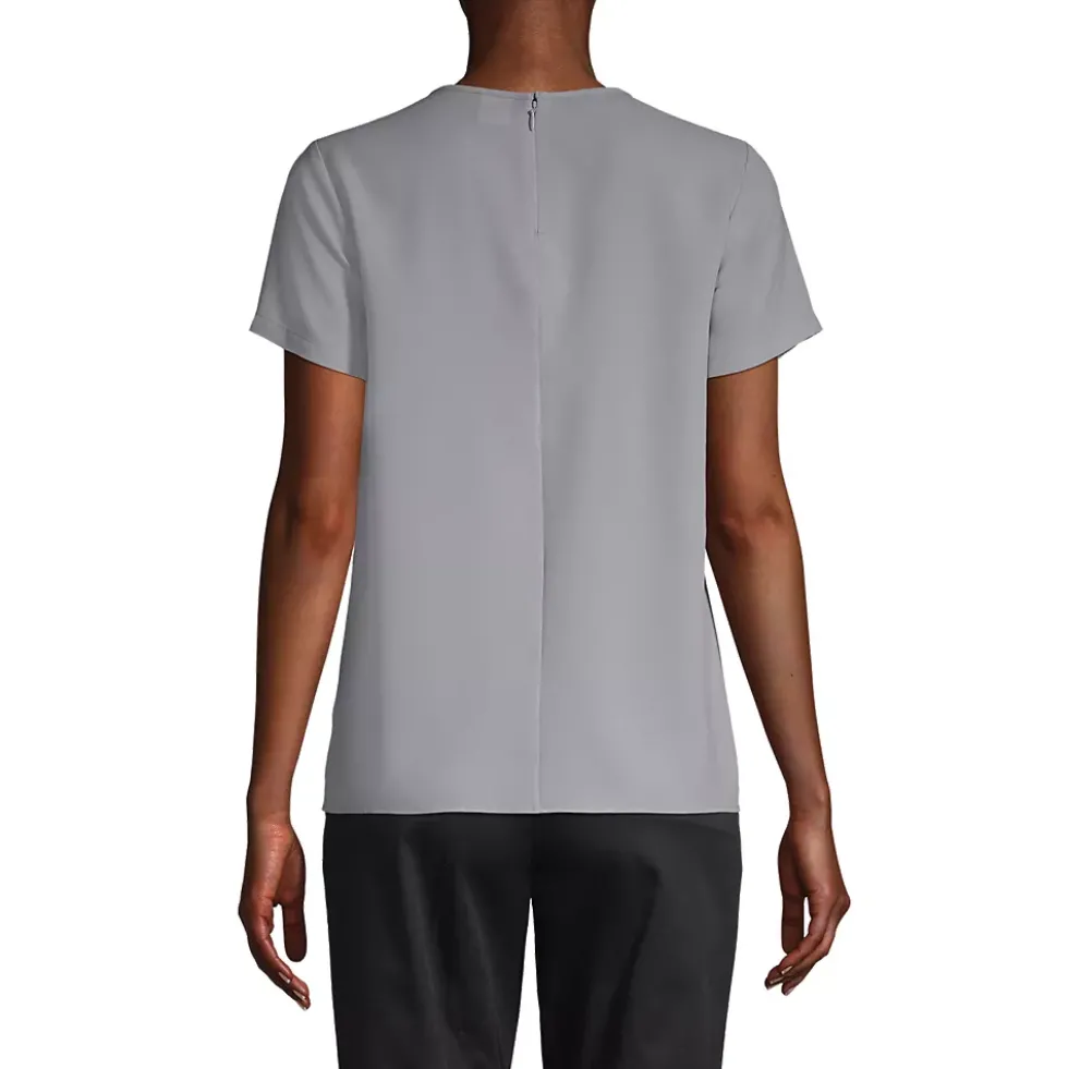 School Uniform Women's Petite Keyhole Crepe Blouse