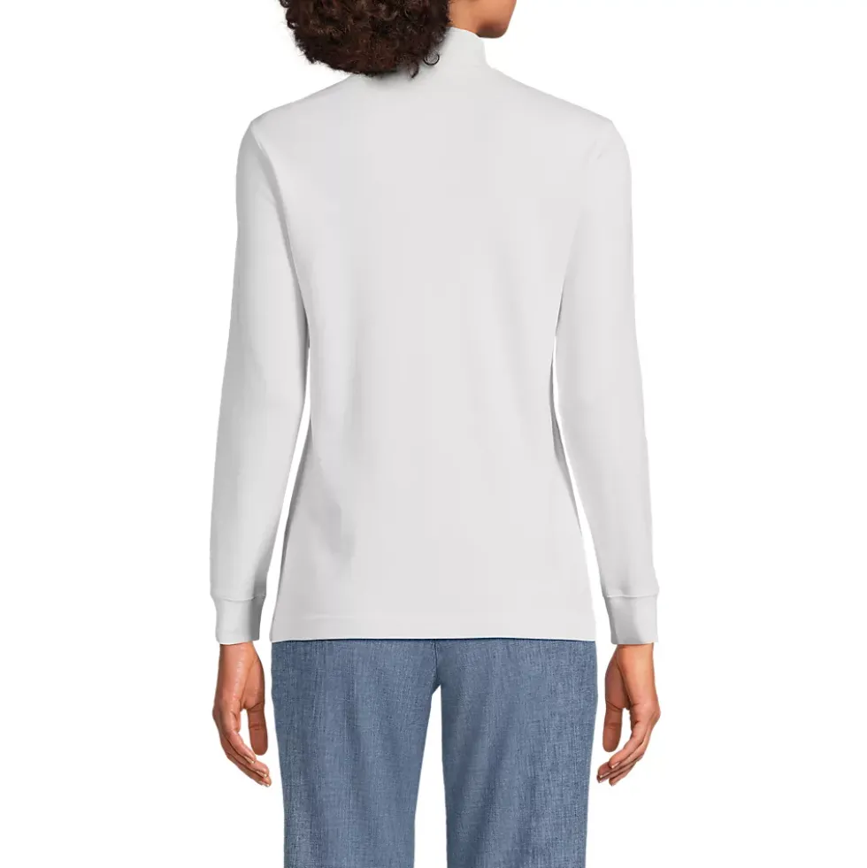 School Uniform Women's Petite Relaxed Cotton Long Sleeve Mock Turtleneck