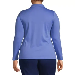 School Uniform Women's Plus Size Long Sleeve Feminine Fit Pima Polo Shirt