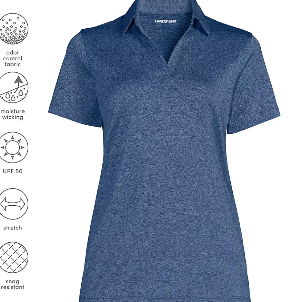 School Uniform Women's Rapid Dry Short Sleeve Space Dye Sport Neck Polo Shirt