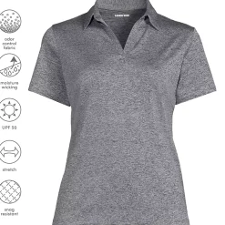 School Uniform Women's Rapid Dry Short Sleeve Space Dye Sport Neck Polo Shirt