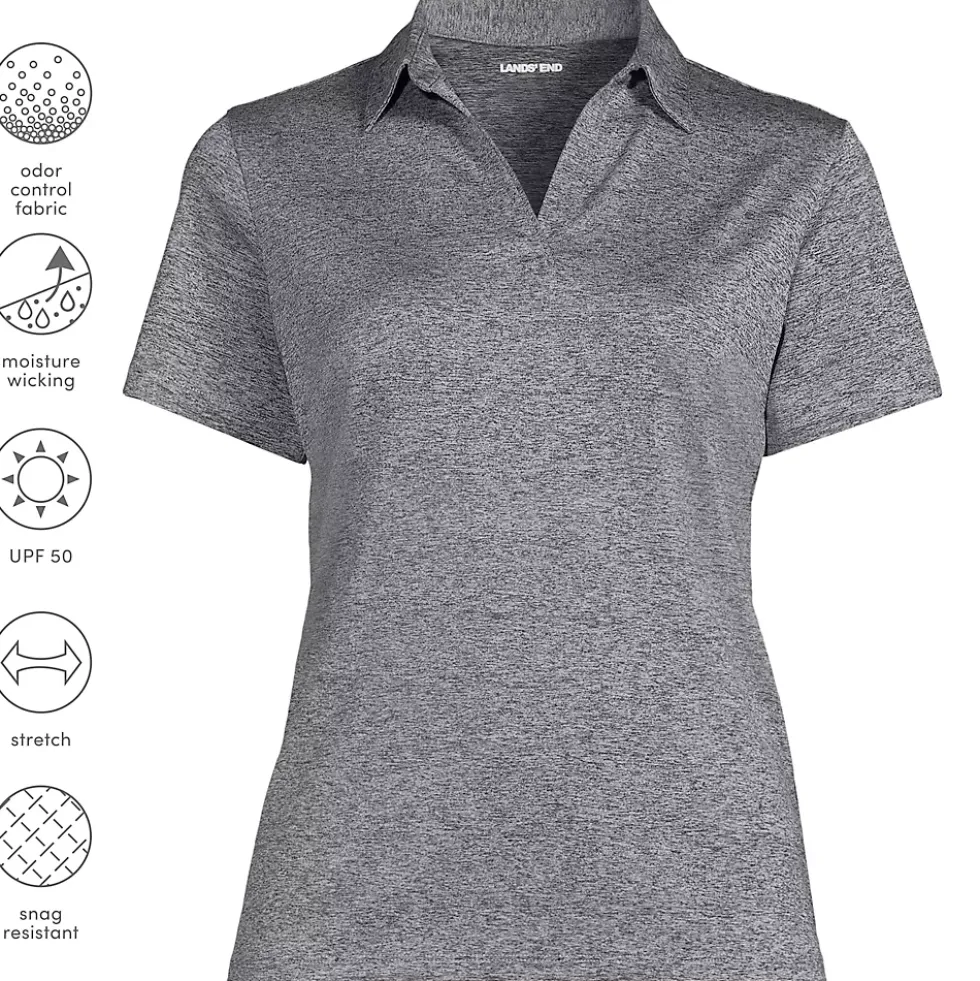 School Uniform Women's Rapid Dry Short Sleeve Space Dye Sport Neck Polo Shirt