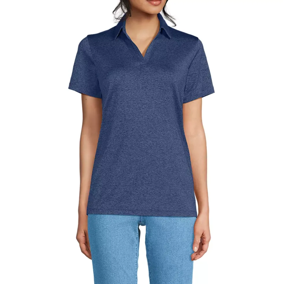 School Uniform Women's Rapid Dry Short Sleeve Space Dye Sport Neck Polo Shirt