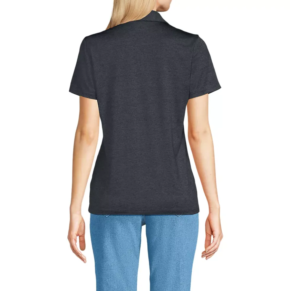 School Uniform Women's Rapid Dry Short Sleeve Space Dye Sport Neck Polo Shirt
