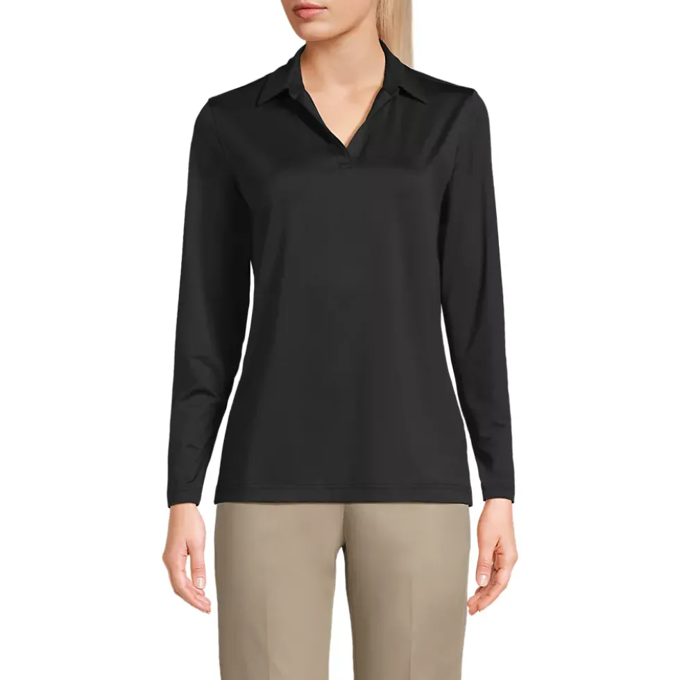 School Uniform Women's Rapid Dry Long Sleeve Sport Collar Polo