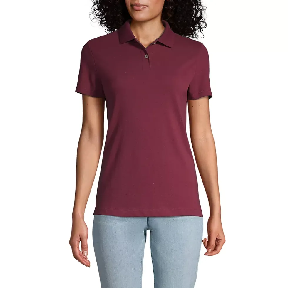 School Uniform Women's Short Sleeve Basic Mesh Polo Shirt