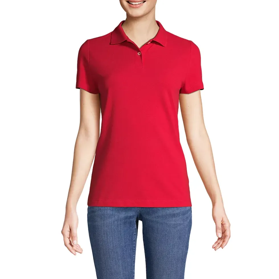 School Uniform Women's Short Sleeve Basic Mesh Polo Shirt