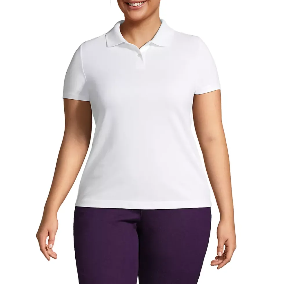 School Uniform Women's Short Sleeve Basic Mesh Polo Shirt