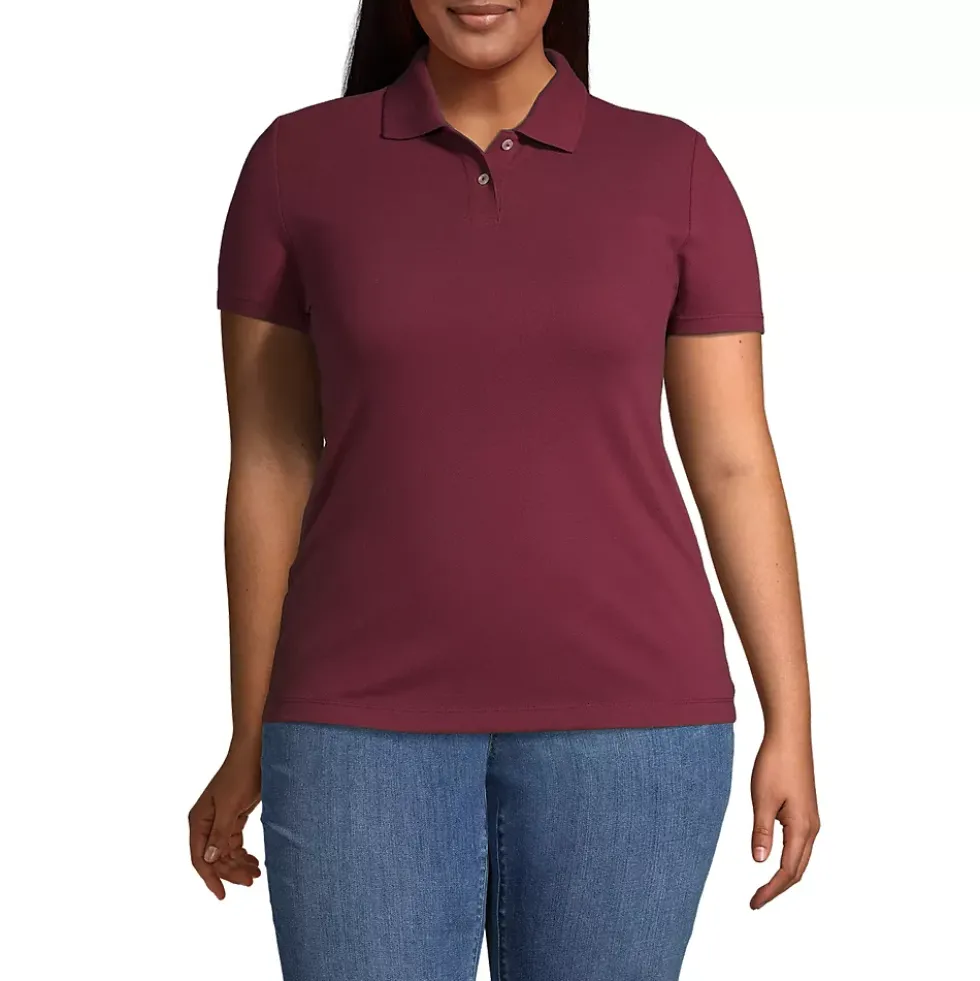 School Uniform Women's Short Sleeve Basic Mesh Polo Shirt