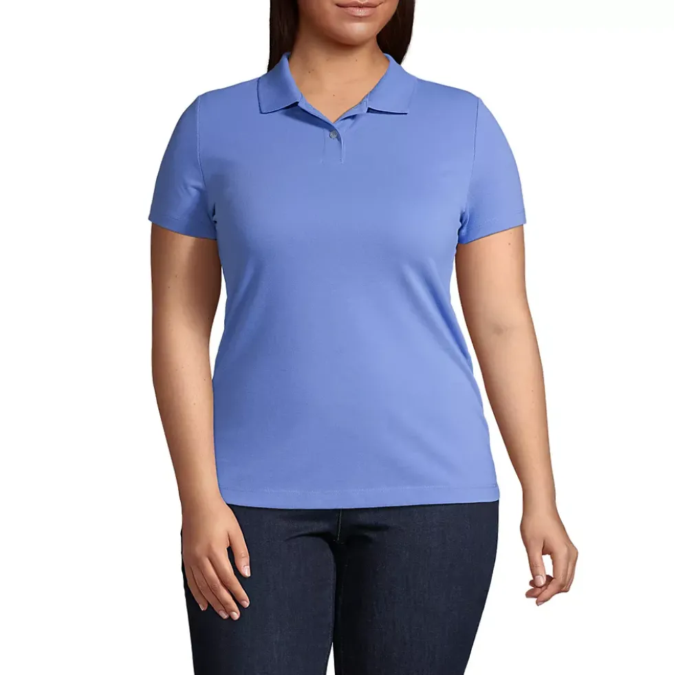 School Uniform Women's Short Sleeve Basic Mesh Polo Shirt