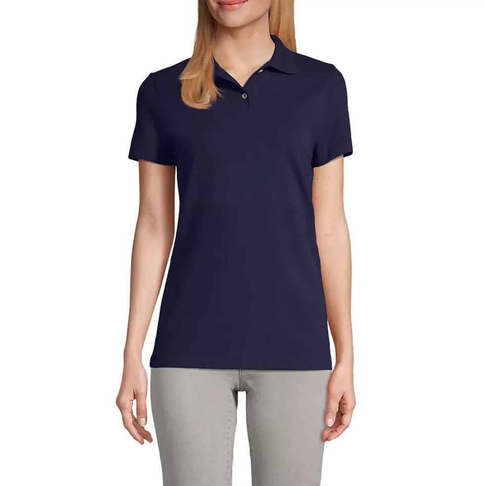 School Uniform Women's Short Sleeve Basic Mesh Polo Shirt