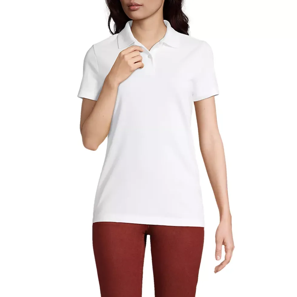 School Uniform Women's Short Sleeve Basic Mesh Polo Shirt